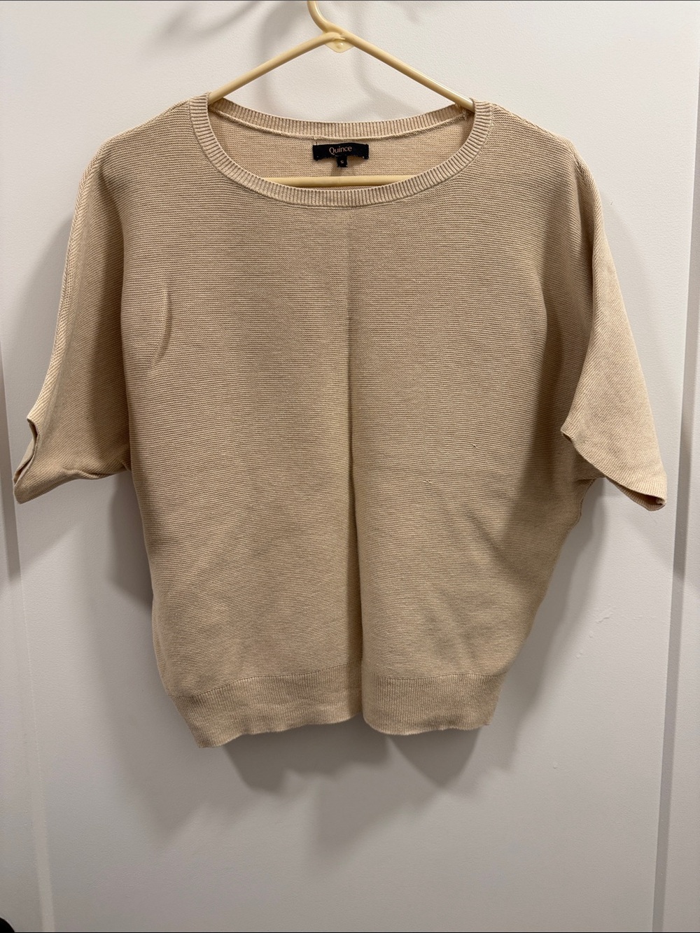 Quince Short Sleeve Crewneck Sweater in Beige